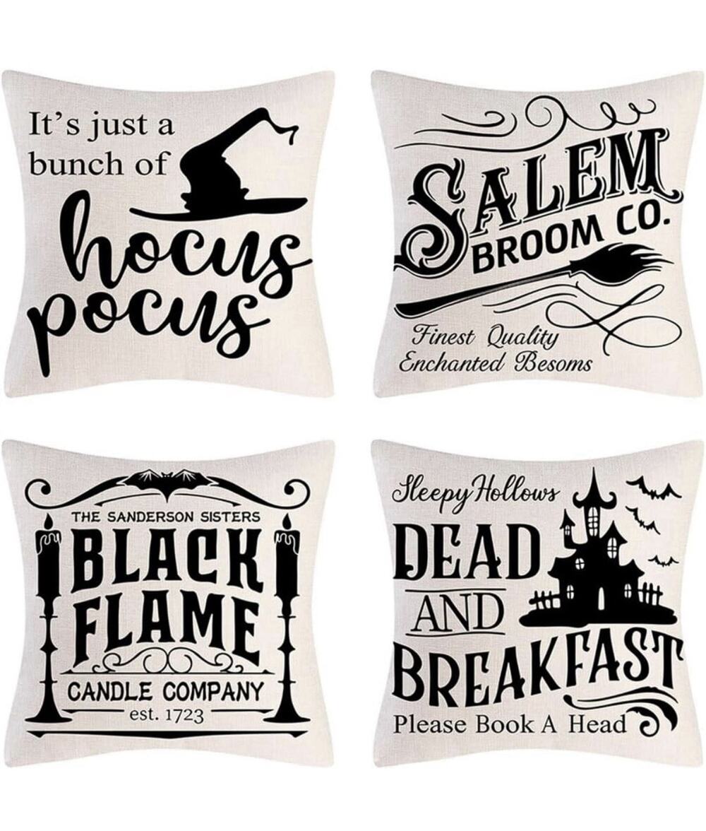 Hocus Pocus Decor Throw Pillow Covers Set of 4 Halloween Decorations Farmhouse